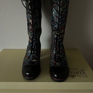 Lace up knee high boots